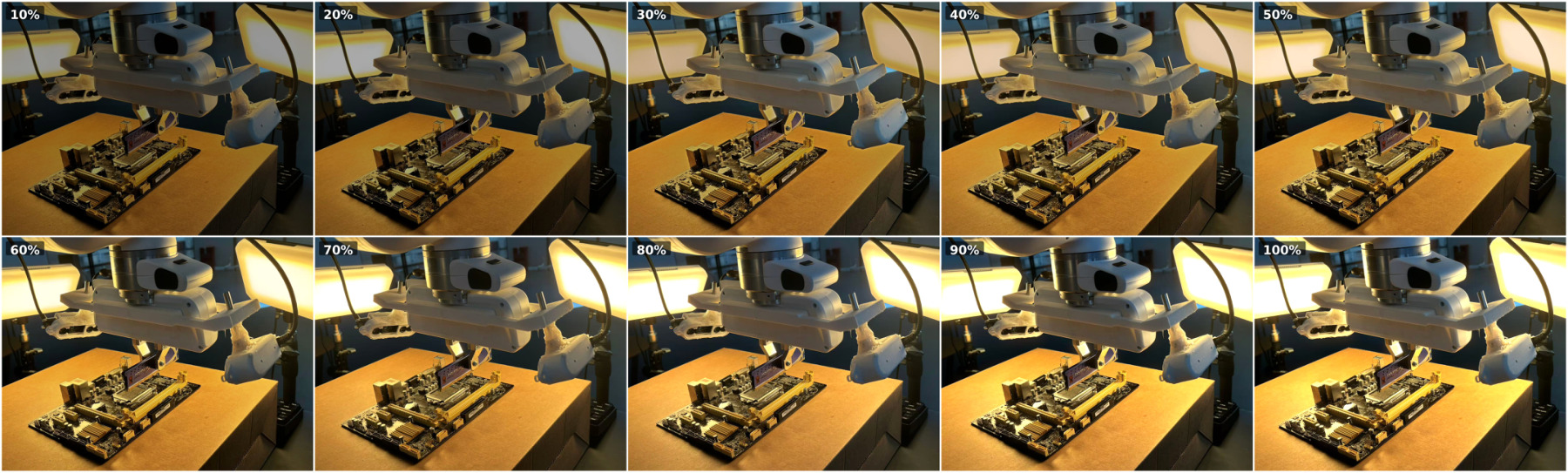 RAM observations at physical light intensities 10 through 100.